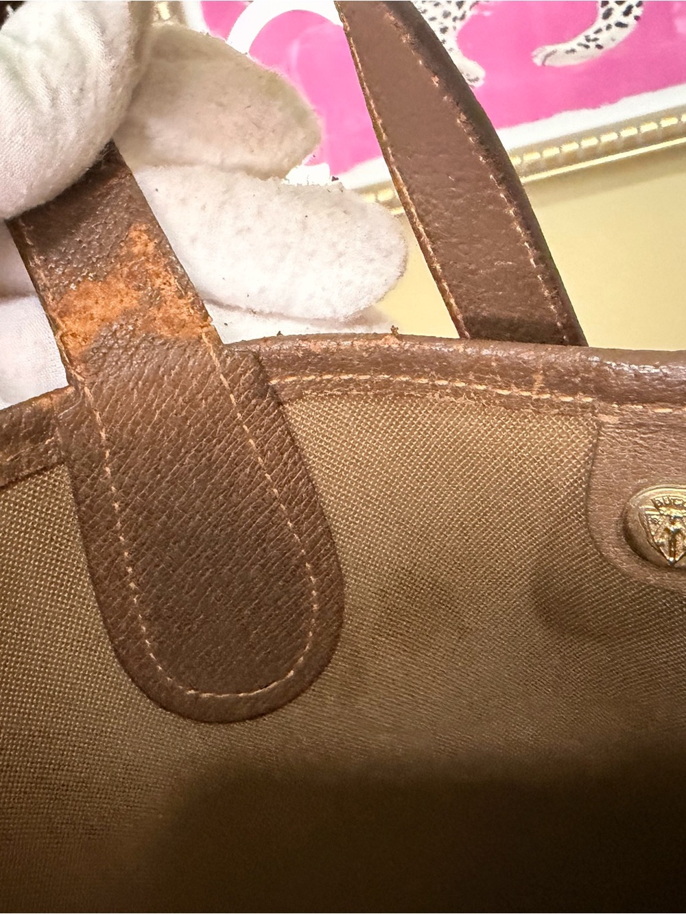 Gucci Brown GG Supreme Canvas Tote with Green-Red Stripe and Gold Hardware - Picture 14 of 16